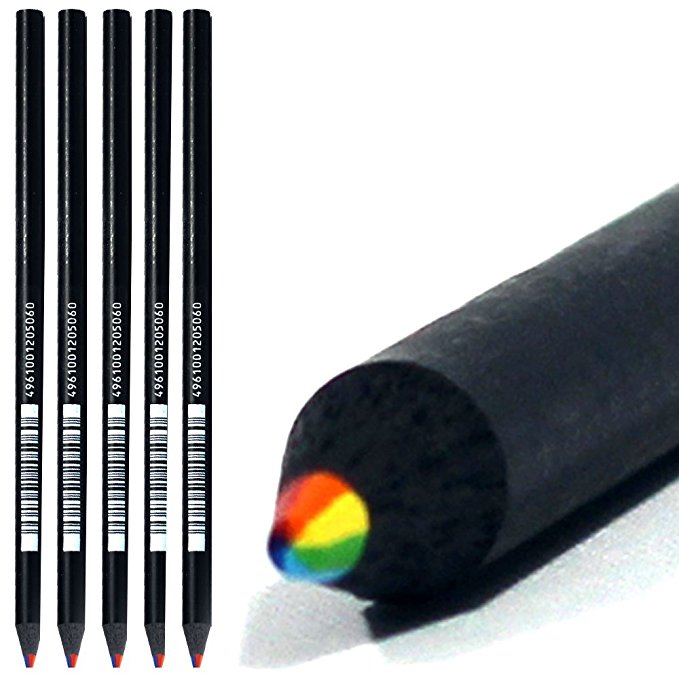 Kirin Black Pal Rainbow Mixed Color Lead Pencil Dry Highlighter Bible Book Dictionary Kn-06 [5pcs]