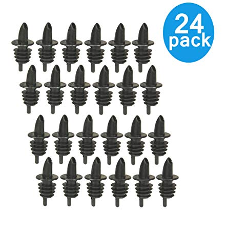 Free-Flow Liquor Bottle Pourers - Set of 12 (Pack of 24, Black)