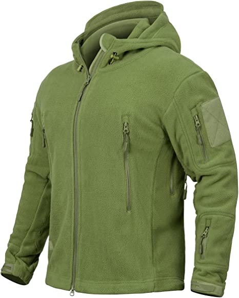 CARWORNIC Men's Tactical Fleece Jacket Warm Winter Sport Outdoor Hooded Combat Military Jacket Coat