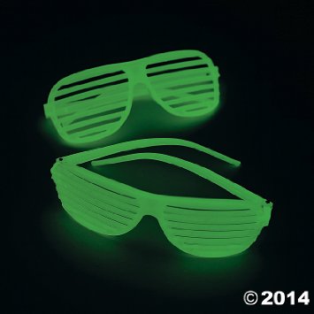 Fun Express One Dozen Plastic Glow-in-The-Dark Shutter Shading Glasses