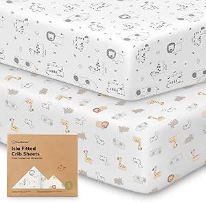 2-Pack Crib Sheets for Boys,Girls - Viscose Derived from Bamboo Fitted Crib Sheet, Organic Baby Crib Sheets, Crib Mattress Sheet,Toddler Bed Sheets,Baby Sheets for Crib Fitted Sheets (KeaSafari)