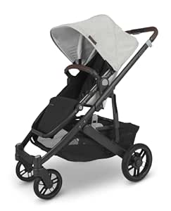 UPPAbaby Cruz V2 Stroller/Full-Featured Stroller with Travel System Capabilities/Toddler Seat, Bumper Bar, Bug Shield, Rain Shield Included/Anthony (White Grey Chenille/Carbon Frame/Chestnut Leather)