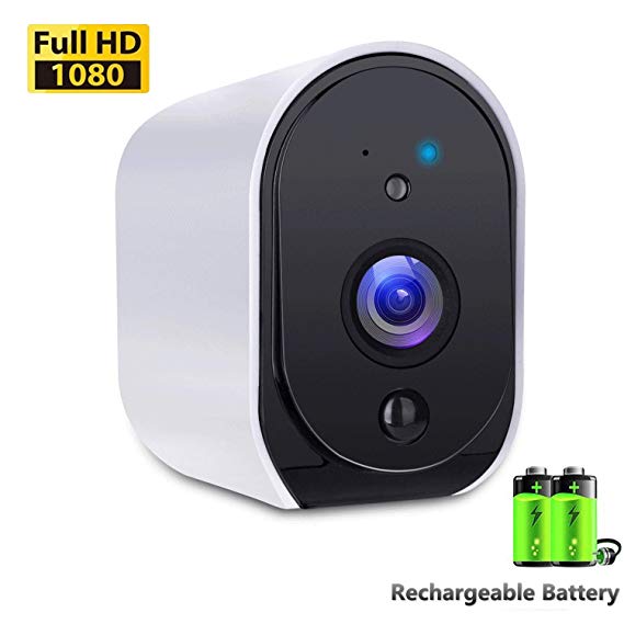 Battery Powered Camera BIZGOOD WiFi IP Camera Home Security System, Night Vision, Indoor/Outdoor Eaves, HD Video with Motion Detection, Works with Alexa, 2-Way Audio Talk, Built-in SD