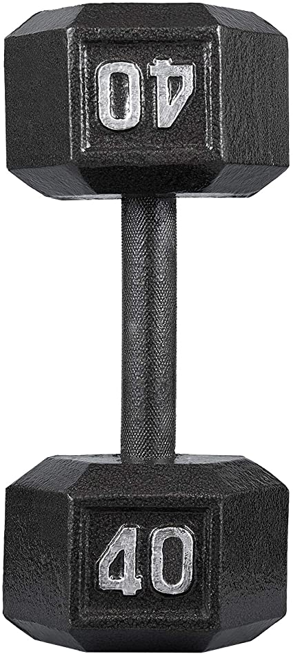 papababe Cast Iron Dumbbells, Free Weights Hex Dumbbells with Hammer Coating, Multi-Select Weights Available, Solid (Black)