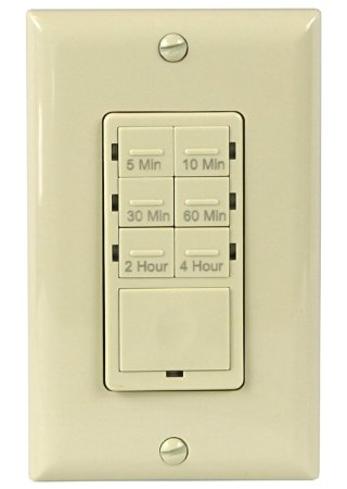 Enerlites HET06 Digital Countdown Timer Switch In-Wall, Free Decorator Wall Plate, 5-10-30-60 mins, 2, 4 hours, NEUTRAL WIRE REQUIRED, NEUTRAL WIRING REQUIRED, Ivory