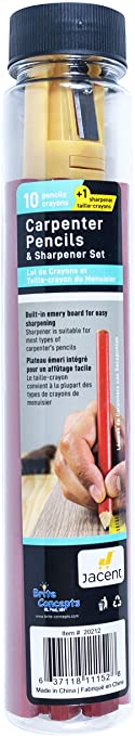 Jacent Carpenter Pencils and Sharpener Set, 10 Count Pencils per Pack - 1 Pack