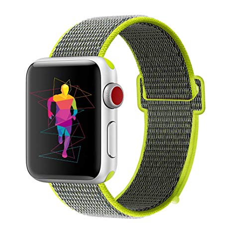 INTENY Sport Band Compatible with Apple Watch 38mm 40mm 42mm 44mm, Nylon Sport Loop, Strap Replacement for iWatch Series 4, Series 3, Series 2, Series 1