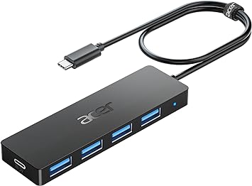 Acer USB C Hub 4 Ports, Multiple USB 3.1 Hub, USB C Splitter for Laptop with USB C Power Port, USB Extender for C Port Laptop, iMac Pro, MacBook Pro, iPad. Windows, Linux, Acer PC, and More(2ft)