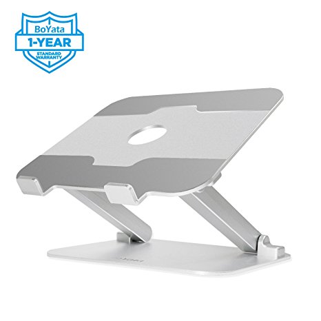 Laptop Stand, Boyata Laptop Holder: Multi-Angle Stand with Heat-Vent to Elevate Laptop, Adjustable Portable Notebook Sand for Laptop (4-13 inch) including MacBook Pro/Air, Surface Laptop, Samsung, Toshiba, HP（Silver）