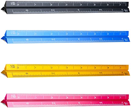 4 Pieces Rulers 6 Inch Scale Ruler Architectural Designs or Drafting Architectural Scale Engineer Scale Ruler Engineer Ruler, Pocket Ruler for Architectural Designs, Engineering, or Drafting