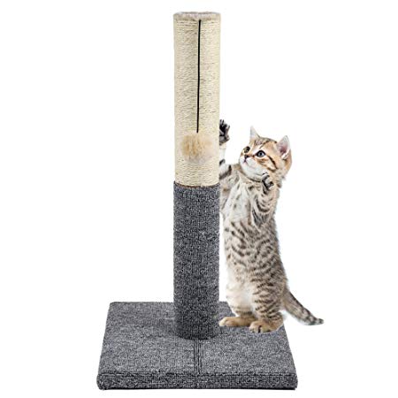 Akarden 20.5'' Tall Cat Scratching Post, Cat Claw Scratcher with Hanging Ball, Durable Cat Furniture with Sisal Rope