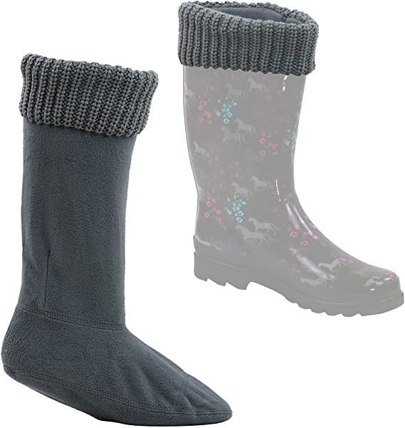 Snowy Magnolia Fleece Boot-liner With Knitted Cuff, 2-Pair