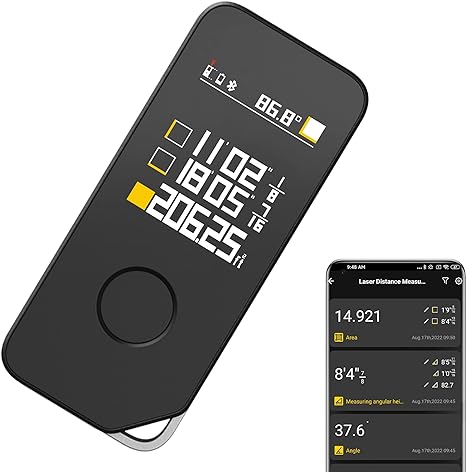 Laser Measure Pro with Bluetooth, Real-time Measuring, USB-C Rechargeable, 5 Modes, LCD Color Screen, 850mAh, 164ft, M/Ft/in Unit, High Precision Laser Measurement Tool with Virtual Ruler