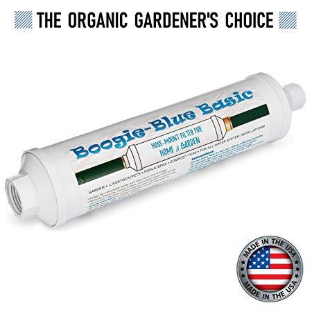 Garden Hose Water Filter for RV and Outdoor use - Removes Chlorine, Chloramines, VOCs, Pesticides/Herbicides | New 2018 Design Boogie Blue High Capacity Water Filter - The Organic Gardener's Choice