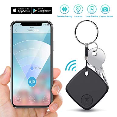 Key Finde Smart Tracke Blutooth Locator with App for Phone Wallet Tracker for Keychain Bag Purse Luggage Anti-Lost Alarm GPS Reminder Tracking Device Replaceable Battery Item Finder (Black)