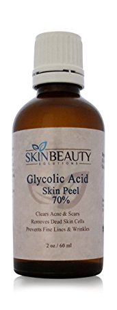 (4 oz / 120 ml) GLYCOLIC Acid 70% Skin Chemical Peel Unbuffered - Alpha Hydroxy (AHA) For Acne, Oily Skin, Wrinkles, Blackheads, Large Pores & More (from Skin Beauty Solutions)
