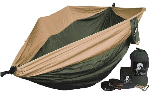 Alpine Ridge Deluxe Nylon Camping Hammock (INCLUDES HEAVY DUTY STRAPS!) | By RISE Outfitters