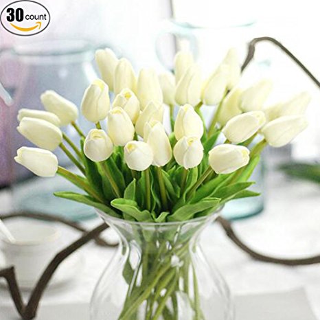 XHSP 30 pcs Real-touch Artificial Tulip Flowers Home Wedding Party Decor