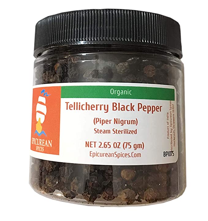 Epicurean Spices Organic Black Pepper, Whole Tellicherry (2.65 oz (75 gm))