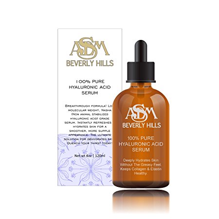 Hyaluronic Acid Serum 100 Pure 4oz Serum- Low molecular weight, NASHA Grade, Paraben Free