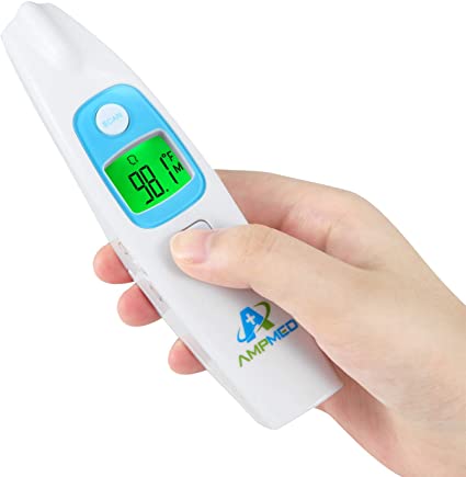 Hospital Medical Grade No Touch Non Contact Digital Infrared Temporal Forehead Thermometer   Case for Adult/Baby/Kid/Toddler/Infant/Nurse. Amplim Best Head Fever Temperatures Termometro