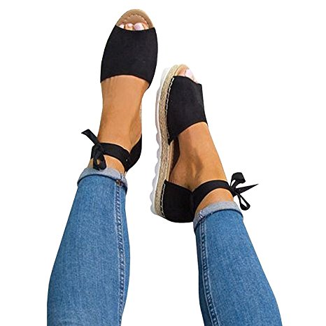Womens Ankle Buckle Straps Espadrilles Cut out Tie up Rivet Classic Summer Flat Sandal Shoes
