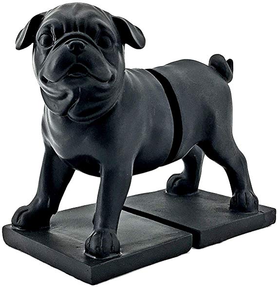 Bellaa 24360 Pug Dog Bookends Mascot Bulldog Statues 8 inch