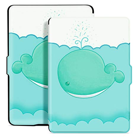 Ayotu Colorful Shell for Kindle Paperwhite E-reader Auto Wake and Sleep Smart Protective Cover,For (2012/2013/2014/2015/New Amazon Kindle Paperwhite 300 PPI),Natural Silk Lines Painting Series K5-09 The Adorkable Whale