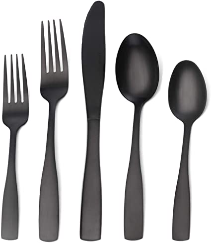 Matte Black Silverware Set, 40-Piece Stainless Steel Flatware Set, Tableware Cutlery Set Service for 8, Utensils for Kitchens, Dishwasher Safe