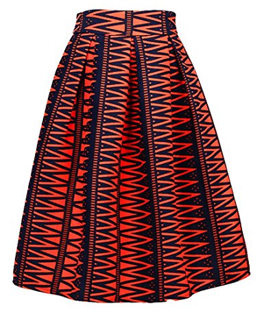Dasbayla Women's High Waist Print Floral Pleated Skirt Midi Skater Skirt one Size