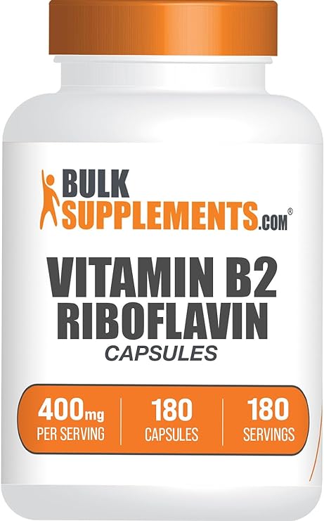 BULKSUPPLEMENTS.COM Riboflavin Capsules - Vitamin B2 400 mg, Vitamin B Supplements - Riboflavin 400mg, Vitamins for Energy - Gluten Free, 1 Capsule per Serving, 180 Capsules, Pack of 1