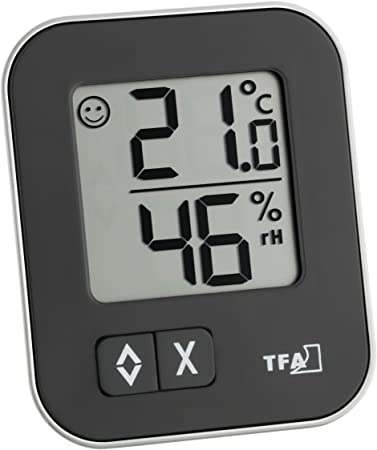 La Crosse Technology 30.5026.01 Moxx Digital Thermo-Hygrometer with Comfort Icon, Black