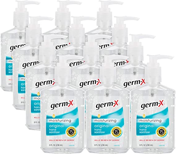 Germ-x Germ-x Hand Sanitizer, Original with Pump, 8 Fl Ounce (Pack of 12), 96 Fl Oz