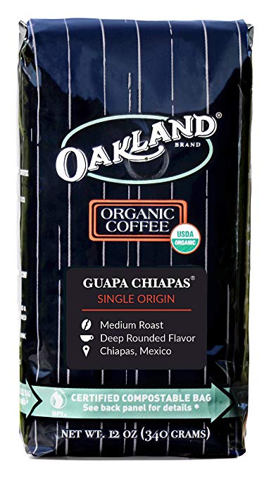 Oakland Coffee Works, Organic, Guapa Chiapas, Single-Origin, Certified Compostable Bag, 12 Ounce, Whole Bean