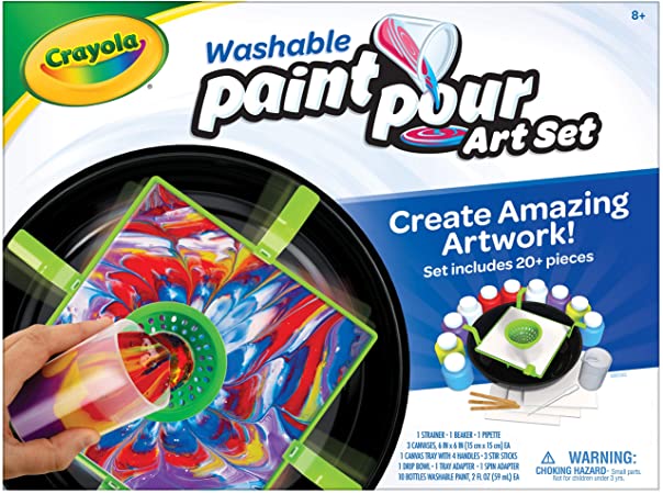 Crayola Washable Paint Pour Set, Paint Set, 20 Pcs, Gift for Teens & Kids