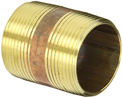 Anderson Metals 38300-2020 Lead Free Red Brass Pipe Fitting, Nipple, 1-1/4" x 1-1/4" NPT Male, 2" Length