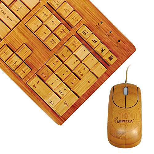 Impecca Full Bamboo Custom Carved Designer Keyboard and Mouse Combo (KBB501C)