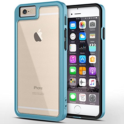 iPhone 6 6S Case 4.7", CinoCase Reinforced PC Frame Flexible Soft Rubber TPU Bumper Dual Layer Shock-Absorption Hybrid Protective Case with Removable Clear PC Back Panel for iPhone 6 6S - Sky Blue