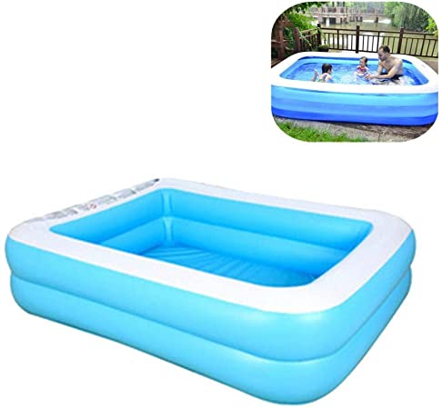 Akaho Family Inflatable Swimming Pools Thickened Family Pool for Children Adults, PVC Folding Durable Swim Center Family Inflatable Pool Family Kid Adult Bath Tubs (110cm for 1-2P, Blue-2Fly)