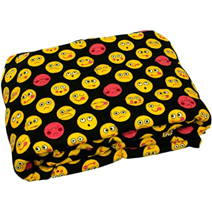 Calming Covers Weighted Lap Pad for Kids & Adult | Many Styles & Sizes | Made from Designer Fabrics and Weighted with Plastic Poly pellets (3 lbs 20 x 16, Emojis Flannel)