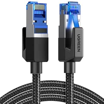 UGREEN Cat 8 Ethernet Cable 1.5FT, High Speed Braided 40Gbps 2000Mhz Network Cord Cat8 RJ45 Shielded Indoor Heavy Duty LAN Cables Compatible for Gaming PC PS5 Xbox Modem Router 1.5FT