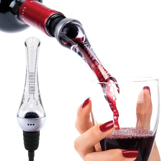 Vintorio Wine Aerator Pourer - Premium Aerating Pourer and Decanter Spout (Sliver)