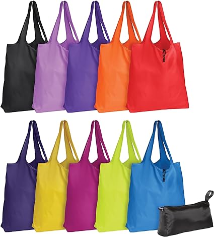 Oxford Grocery Bag Set - Unisex, Reusable, Machine Washable, 8-pack in Assorted Colors with Large Capacity