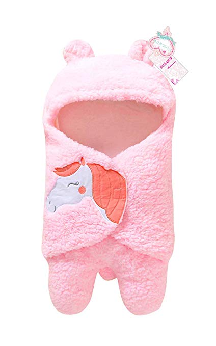 Newborn Baby Boy Girl Cute Cotton Plush Receiving Blanket Sleeping Wrap Swaddle (Pink2, One Size)