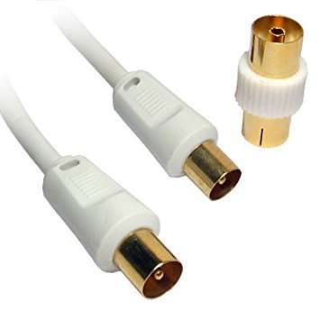 Guilty Gadgets - 10M Metre Male to Male RF TV Aerial Lead Cable Coaxial Extension Female Digital with Coupler