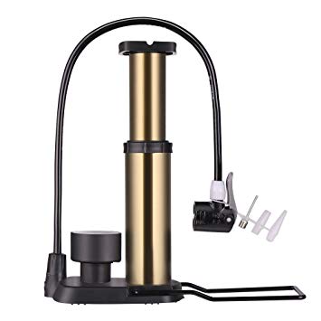 XPhonew Bike Pump, Universal Mini Floor Bicycle Pump with Gauge & Smart Valve Head, 120 Psi High Pressure Pump for Road Mountain Bicycle/Motorcycle / Balls, Automatically Reversible Presta & Schrader