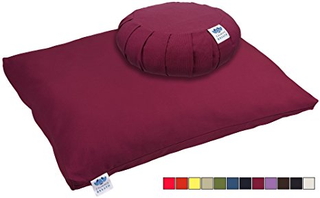 CalmingBreath Zafu Meditation Cushion and Zabuton Mat Set - Fits All Sizes