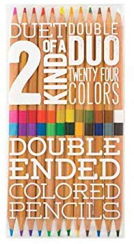 Ooly Two of a Kind Double Ended Colored Pencils - Set of 12 - 24 Colors - Includes Clear Plastic Box