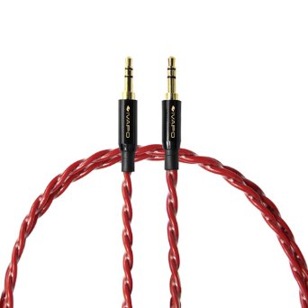 iVAPO 3Ft Accurate 35mm Male to Male Twisted Pair Stereo Audio Cable for Aux Automobile Mp3 CD Player Laptop or Mobile Phone MM421 Red 1M