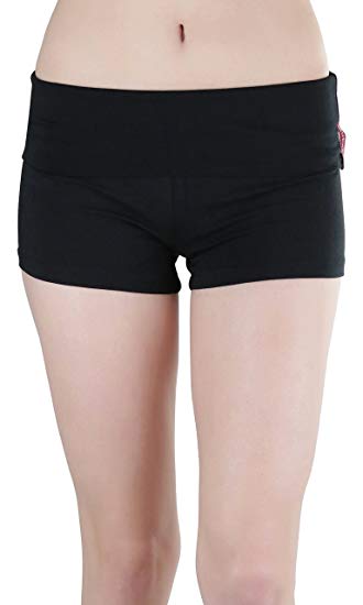 ToBeInStyle Women's Wide Waistband Rollover Yoga Shorts